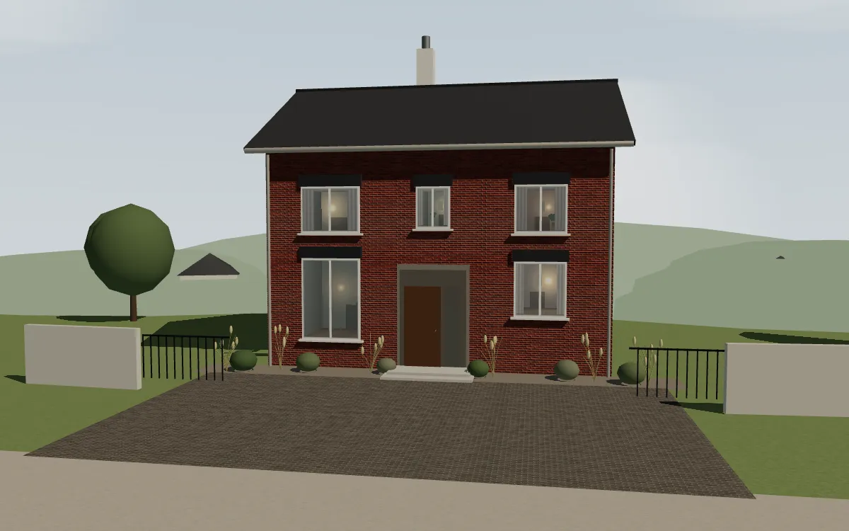 3D-Vorschau: Einfamilienhaus mit Klinker-Fassade